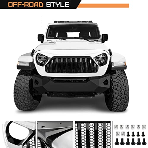Front Vader Grille Compatible with 2018-2024 Jeep Wrangler JL & 2020-2024 Gladiator JT, w/o TrailCam (Matte Black)