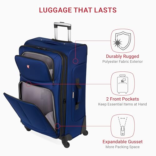 SwissGear Sion Softside Expandable Luggage, Black, Checked-Large 29-Inch