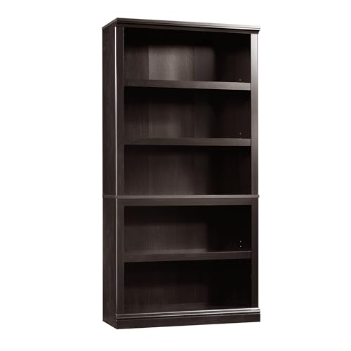 Sauder 5 Tier Book Shelf Wooden Bookcase Multipurpose Bookshelf for Home Office, Living Room, in Chalked Chestnut