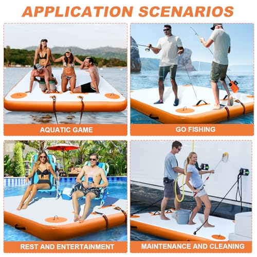 VOFiTNY Inflatable Floating Dock, Swim Platform Floating Dock for Lakes, Lake Floats for Adults, Island Raft Mat for Lake Beach Ocean, Non-Slip Surface