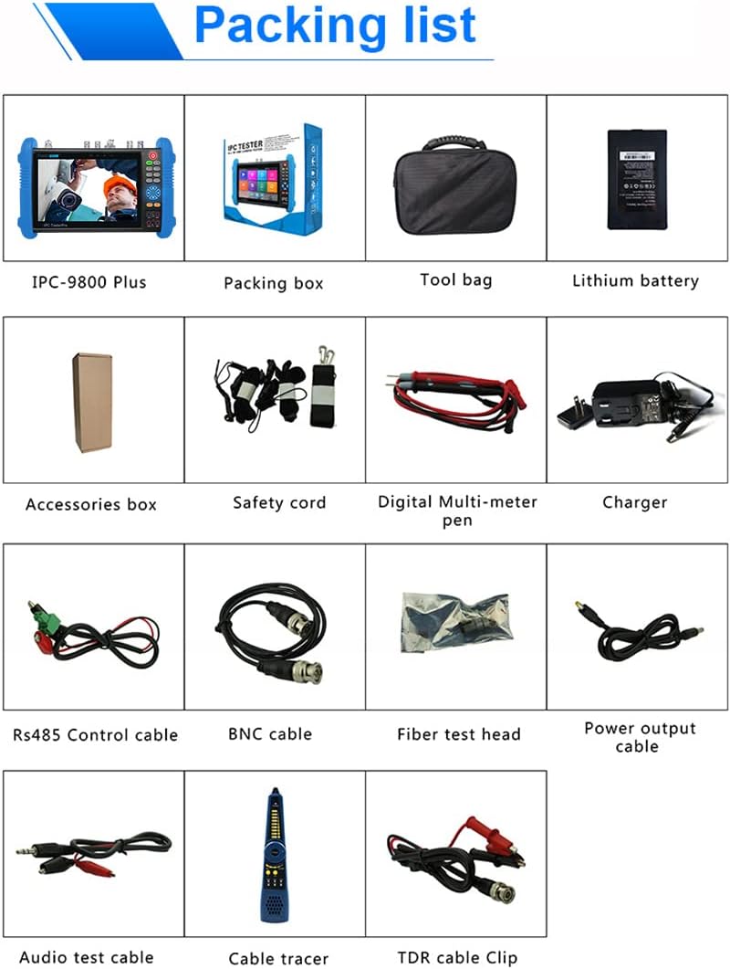 IP Camera Tester IPC 9800MOVTADHS Plus 7'' IPS Touch Screen Camera Tester WiFi 4K H.265 HDMI IPC Tester 8MP CVI TVI AHD SDI CVBS Camera Tester Support CVBS camera test and PTZ control Tester IP Analog