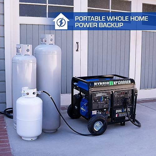 DuroMax XP12000EH 12,000-Watt Dual Fuel Portable Generator – Gas & Propane, Electric Start, Whole Home Backup Power, Transfer Switch Ready, RV & Emergency Ready