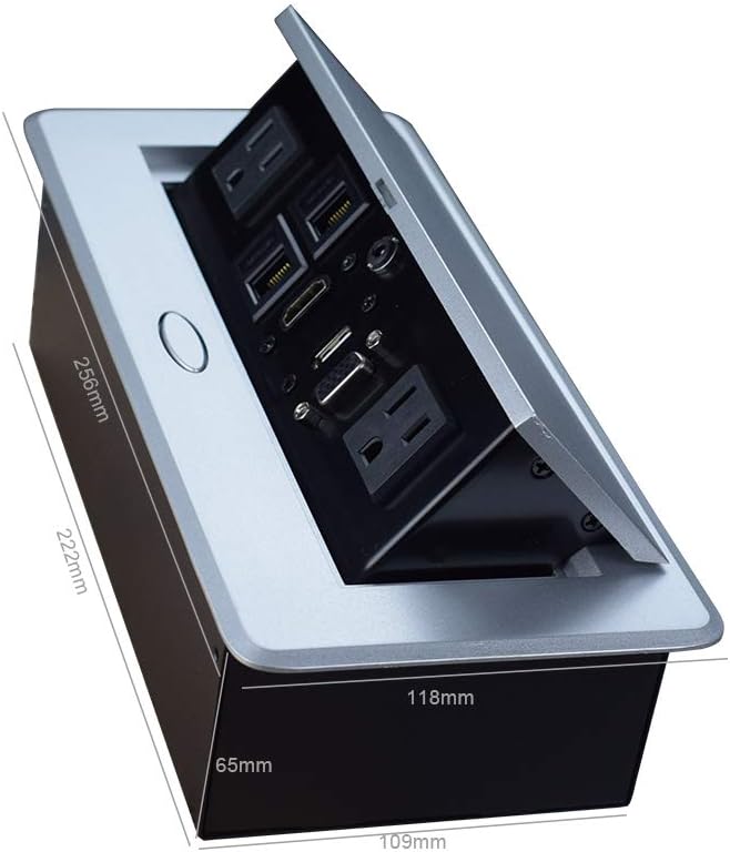 Table Pop up Power Date Center Connection Box with Outlet Network HDMI for Conference desk Pack of 2