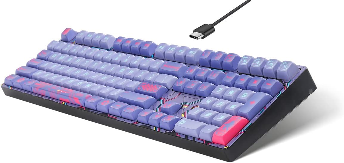 Mechanical Keyboard Gaming Keyboards Wired 108 Keys Blue Red Brown Black Switches Macaron Theme Keycaps Water-Resistant Gaming Keyboard for PC, MAC, PS