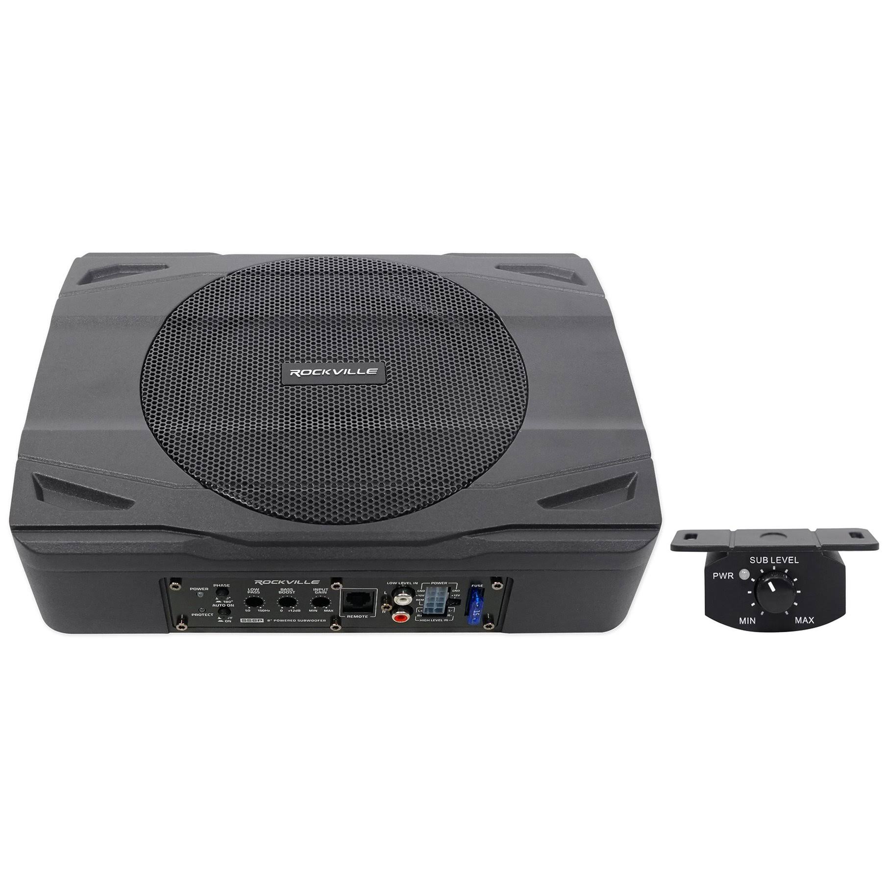 Rockville SS8P 400W 8 Slim Under-seat Active Powered Car/Truck Subwoofer Sub