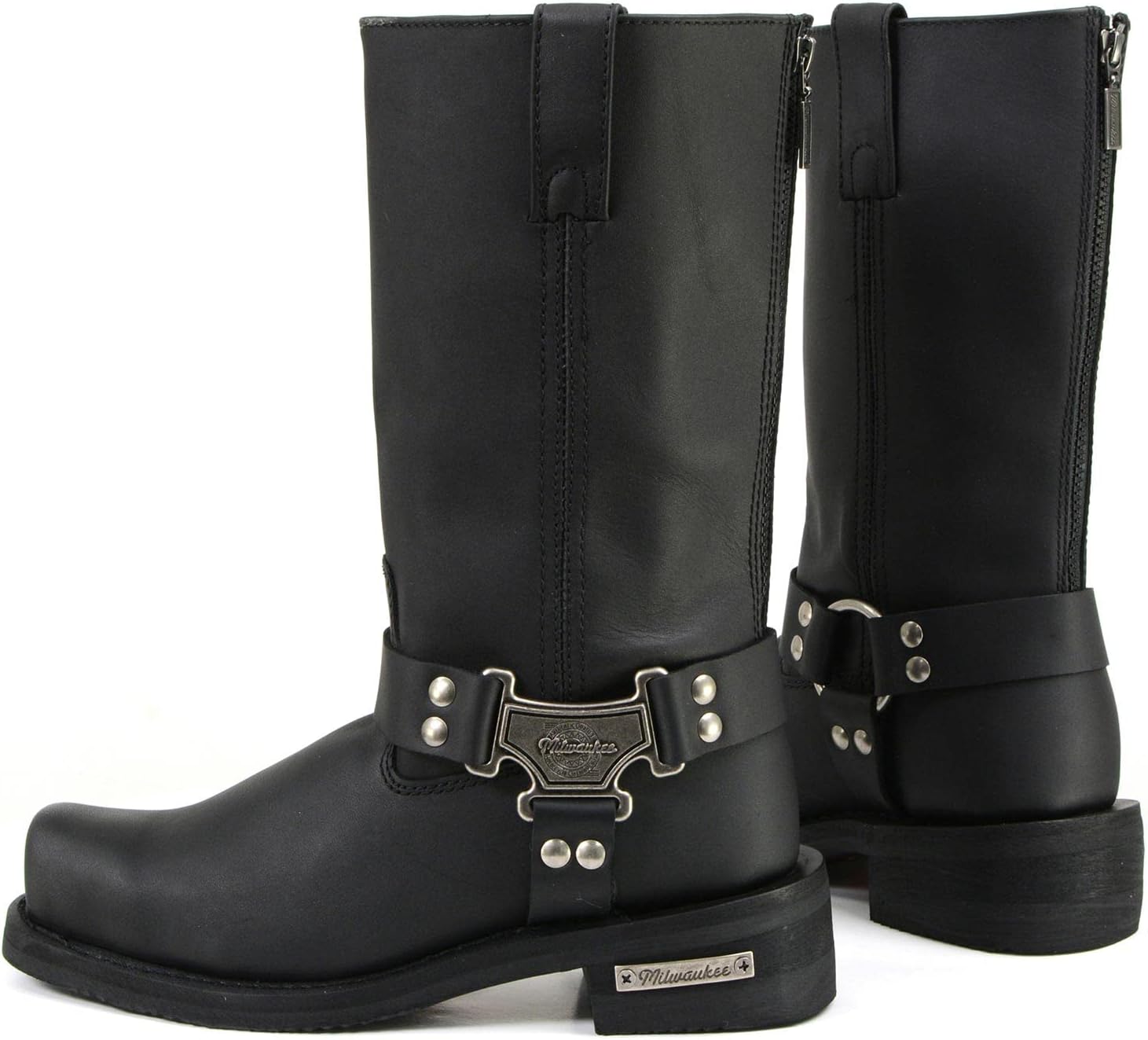 Milwaukee Motorcycle Clothing Company MB410EEE Men's EEE Wide Black Classic Harness Motorcycle Leather Boots - 11 EEE