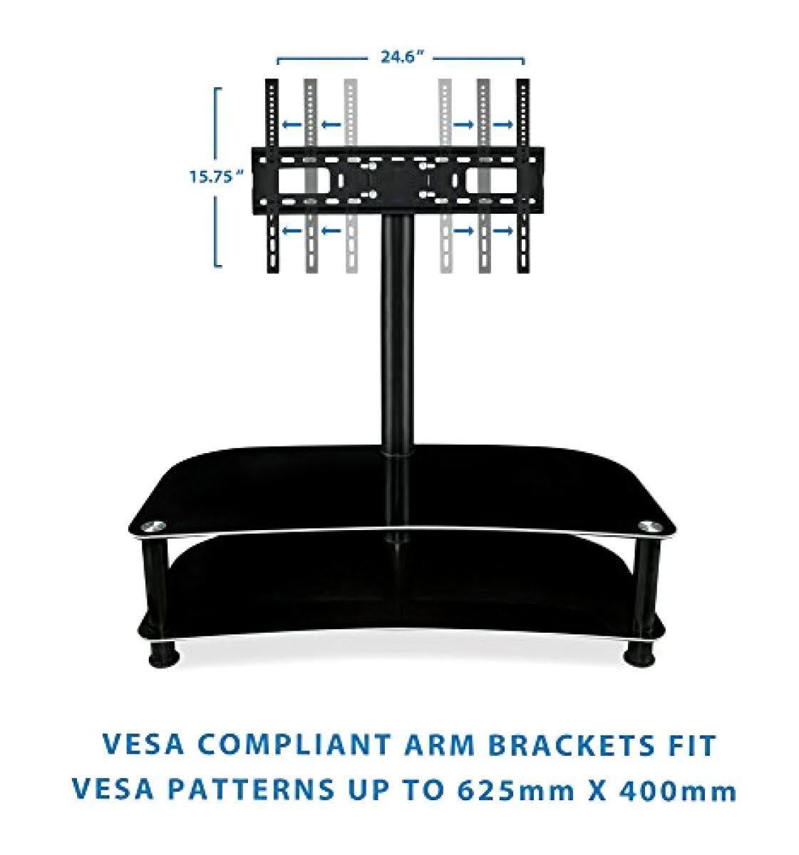 Mount-It! Floor TV Stand with Mount and Glass Shelves - TV Mount Entertainment Center, Fit