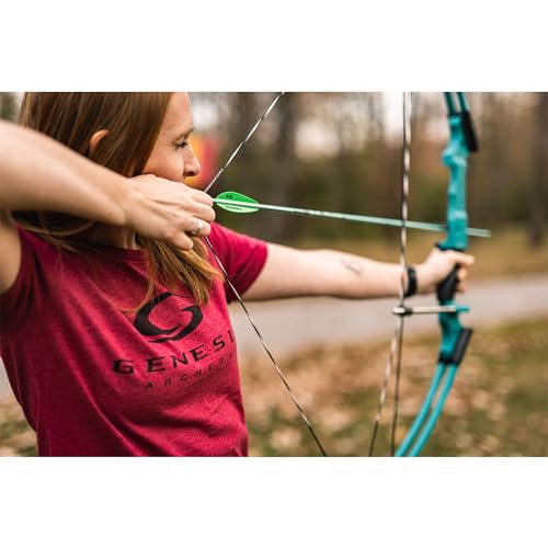 Genesis Original Lightweight Left Handed Archery Compound Bow w/ Adjustable Aluminum Riser, Cam Draw Weight, & Draw Length for Kids and Adults, Yellow