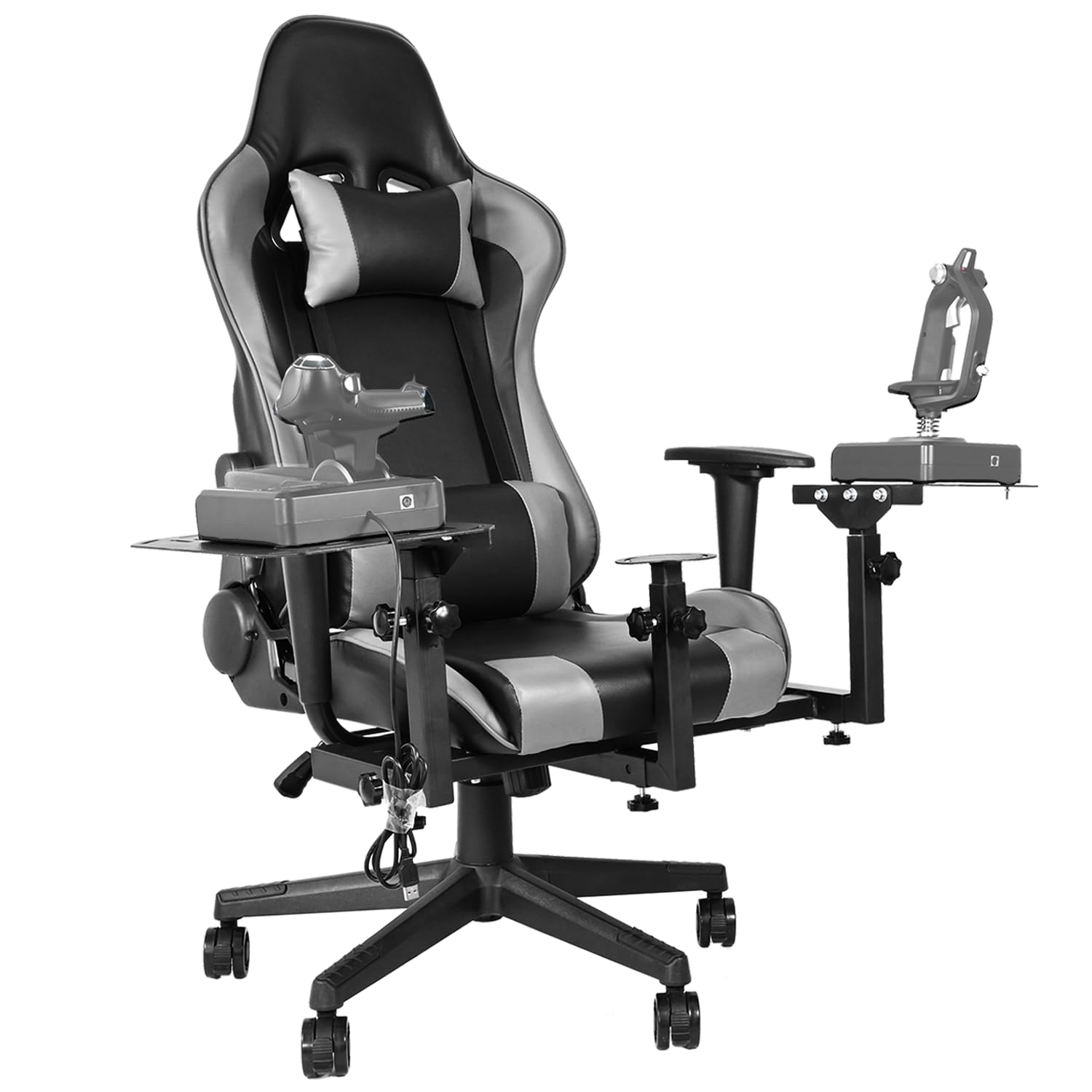 Anman Multifunctional Flight Racing Simulator Cockpit Joystick/Hotas Mount with Chair Fit for Thrustmaster A10C Hotas Warthog Logitech X56 X52 race car seat Adjustable Racing Steering Wheel Mount