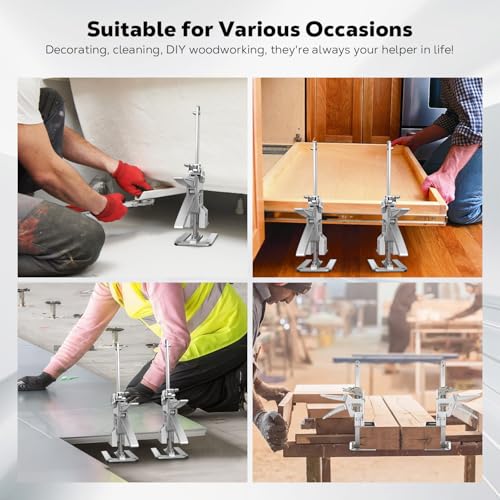 Labor Saving Arm Jack 2 Pack, 12 Inch All-Metal Hand Lifting Jack Tool, Precise Control Slow/Fast Descent, 440LBS Capacity Wall Tile Locator for Lifting Door Furniture, Wall Tile Positioning