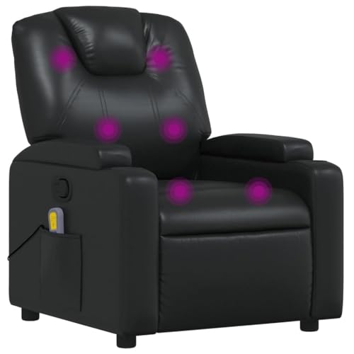 Massage Recliner Chair Black Faux Leather,6Point Vibration Massage Recliner Chair with Faux Leather Upholstery for Ultimate Comfort Living Room Armchairs, Recliners & Sleeper Chairs