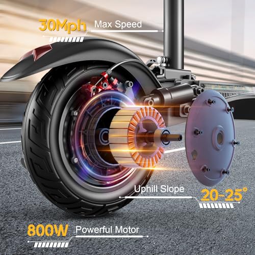 Electric Scooter for Adults, 30MPH Top Speed, 35 Miles Range, 800W Motor, 10" Off-Road Tires, Foldable E-Scooter with Seat, Commuter Electric Scooter with Seat for Adults Commuter Outdoor