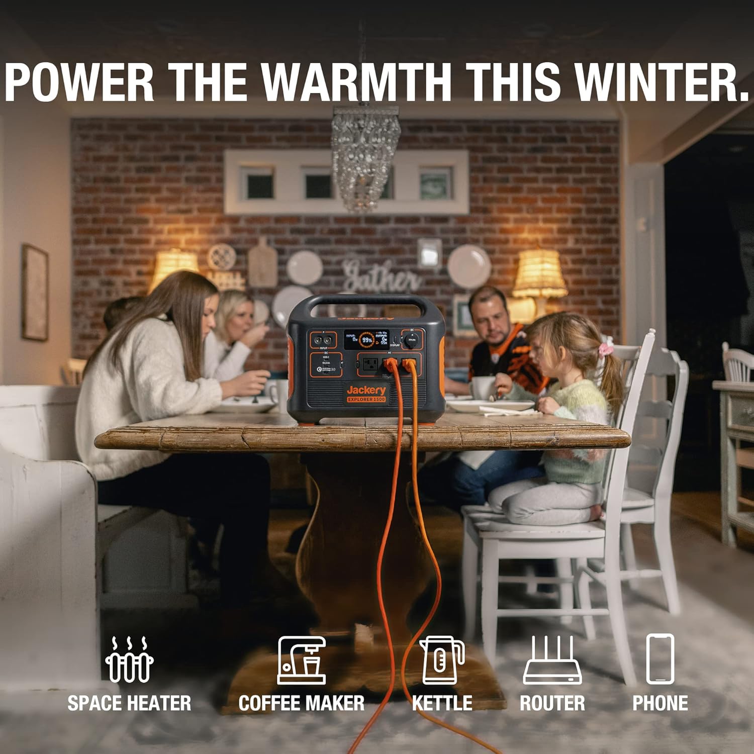 Jackery Portable Power Station Explorer 1500, 1534Wh Portable Generator with 3x110V/1800W AC Outlets, for Outdoor RV/Van Camping, Overlanding