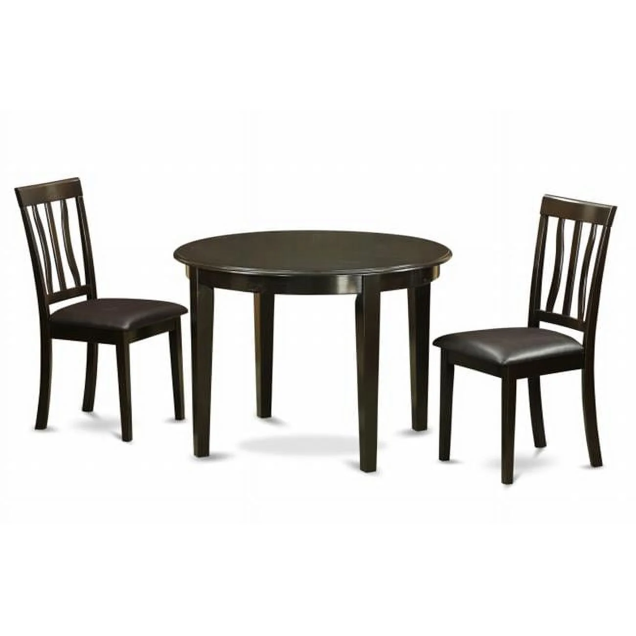 East West Furniture  3 Piece Small Kitchen Table and Chairsset-Dining Table and 2 Dinette Chairs - Cappuccino