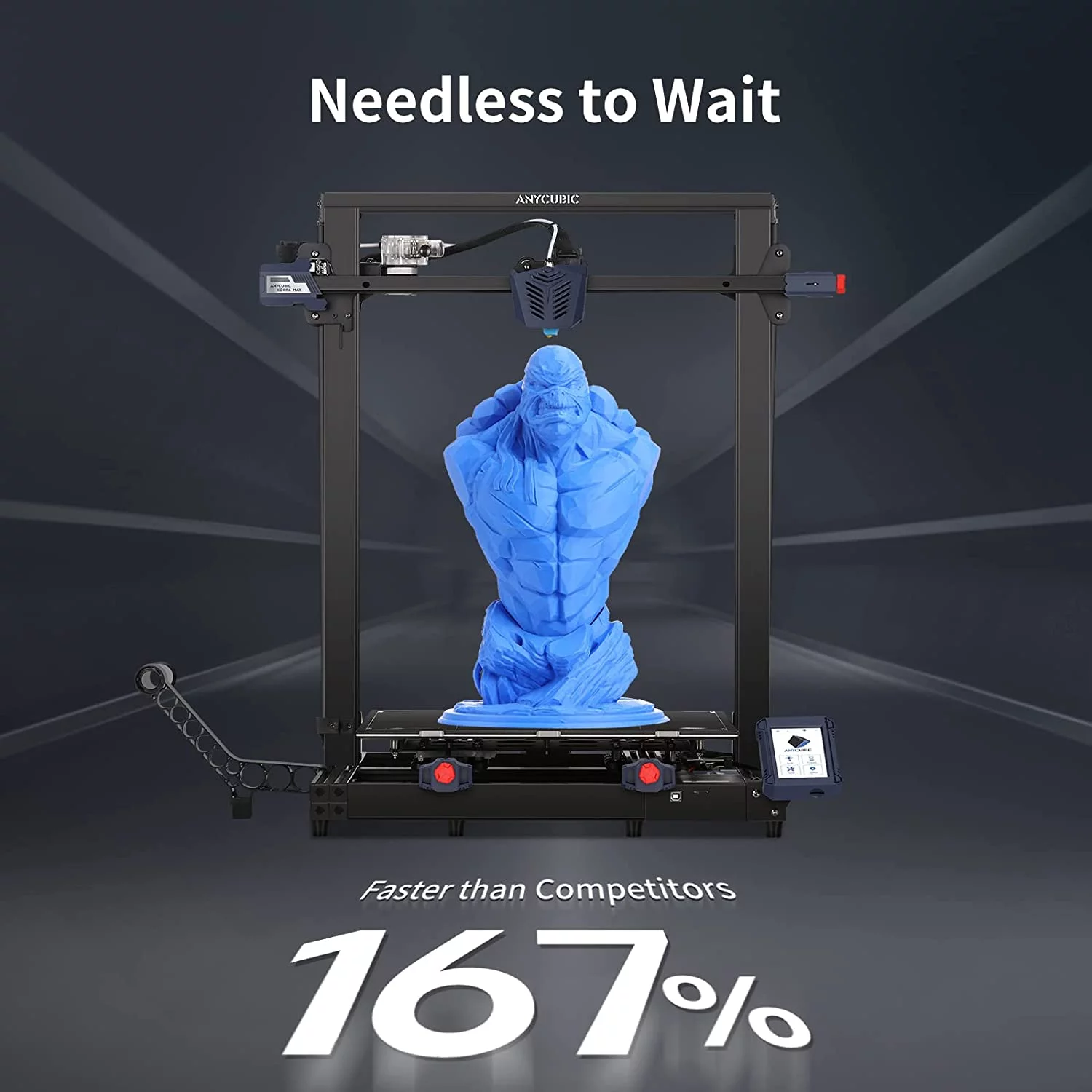 Anycubic Kobra Black Max FDM 3D Printer, Smart Auto Leveling with Self-Developed ANYCUBIC LeviQ Leveling+1 kg PLA