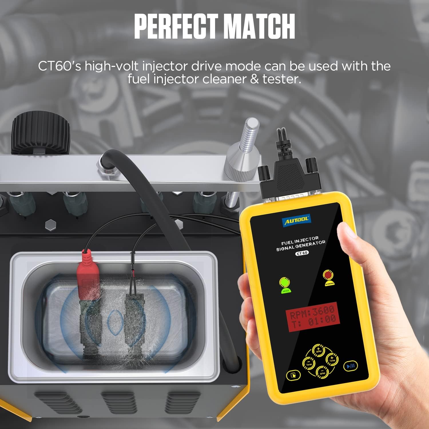 AUTOOL Fuel Injector Signal Generator,Automotive Fuel Injector Tester 12V，Automotive Fuel Injection System Cleaner Pack of 2