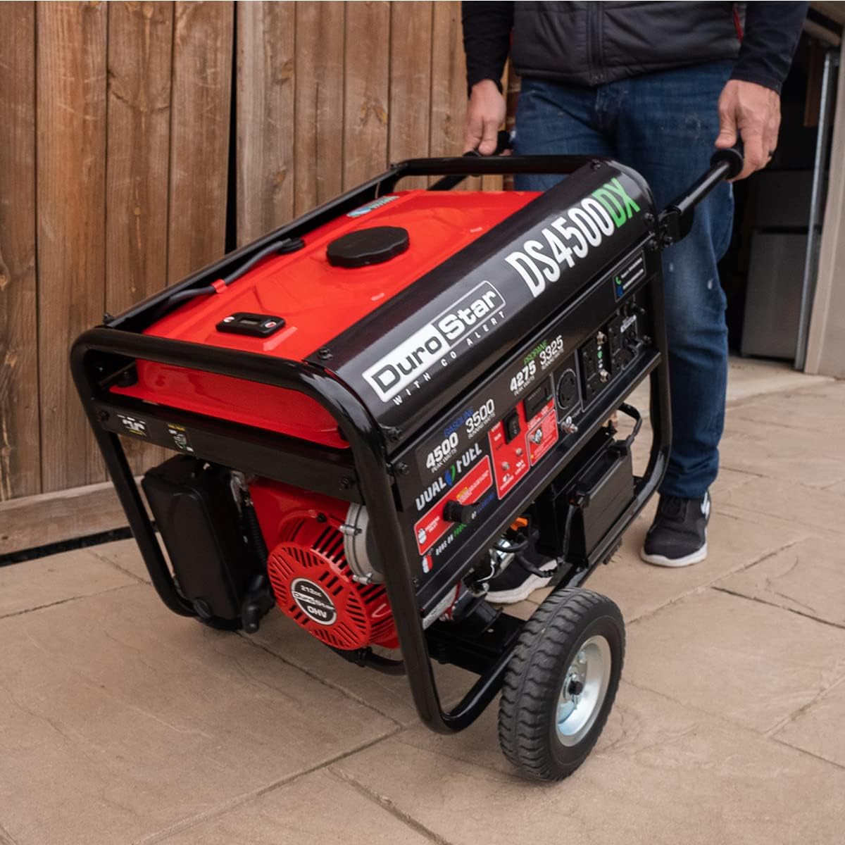 DS4850EH Dual Fuel Portable Generator-4850 Watt Gas or Propane Powered Electric Start-Camping & RV Ready, 50 State Approved, Red/Black