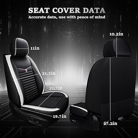 Seat Covers Fit for Toyota Corolla 2000-2024,5 Seats Custom Fit Leather Cover Protector Cushion,Automotive Vehicle Auto Interior Covers(Black White,Premium Full Set with Pillow)