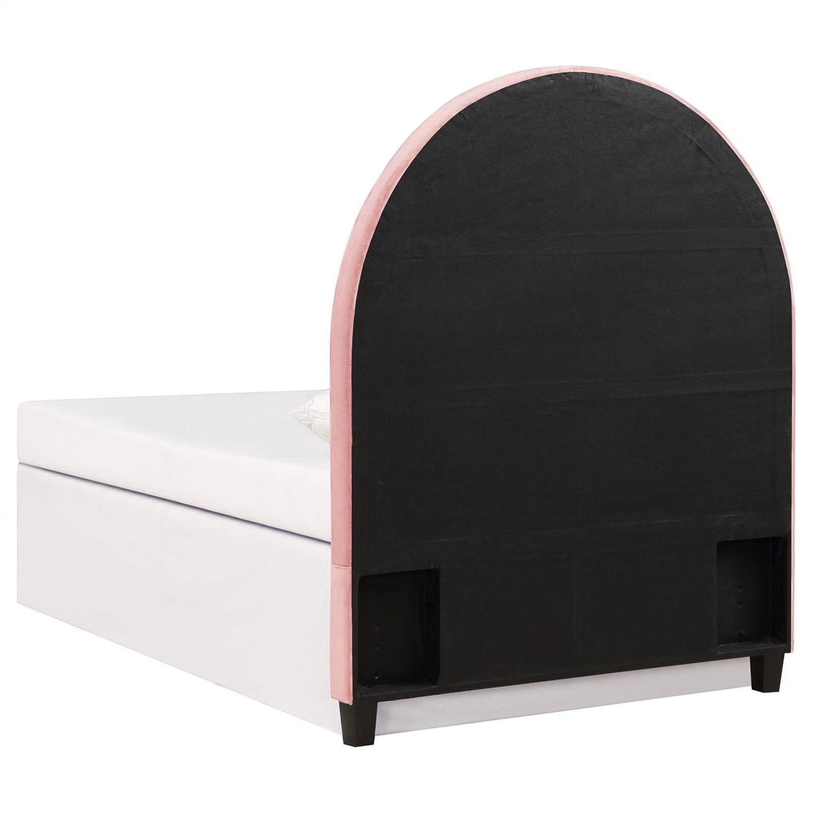 Maklaine Transitional Velvet Upholstered Arched Twin Headboard Blush