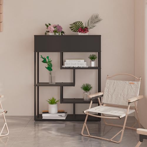 Bookshelf 4 Tier Modern Bookcase, Multifunctional Flower Stand and Bookshelf, Modern Plant Display Rack for Home Decor, Freestanding Open Book Shelves for Bedroom,Office, White
