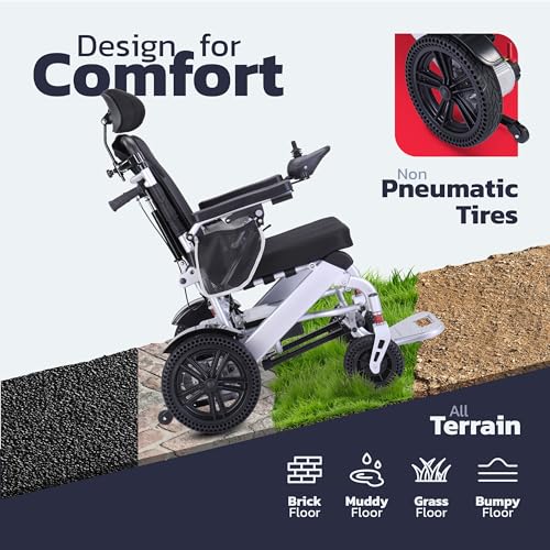 Rubicon DX11 - Reclining Foldable Electric Wheelchairs for Adults - Longest Range 25 Miles of Freedom: Airline Approved Deluxe Electric Wheelchair with Dual 12AH Lithium Batteries, 600W Motor (Model4)
