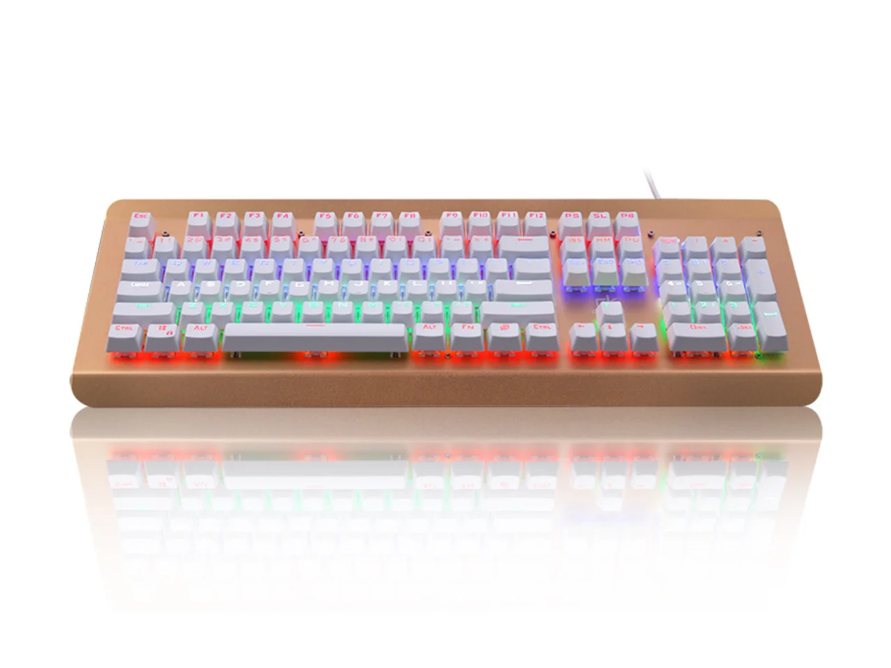 K200 USB Wired RGB Mechanical Gaming keyboard 104 non-conflict Keys Green-axis Mechanical Keyboard Transparent dust-proof Shaft ( exchange swith axis )(Gold)