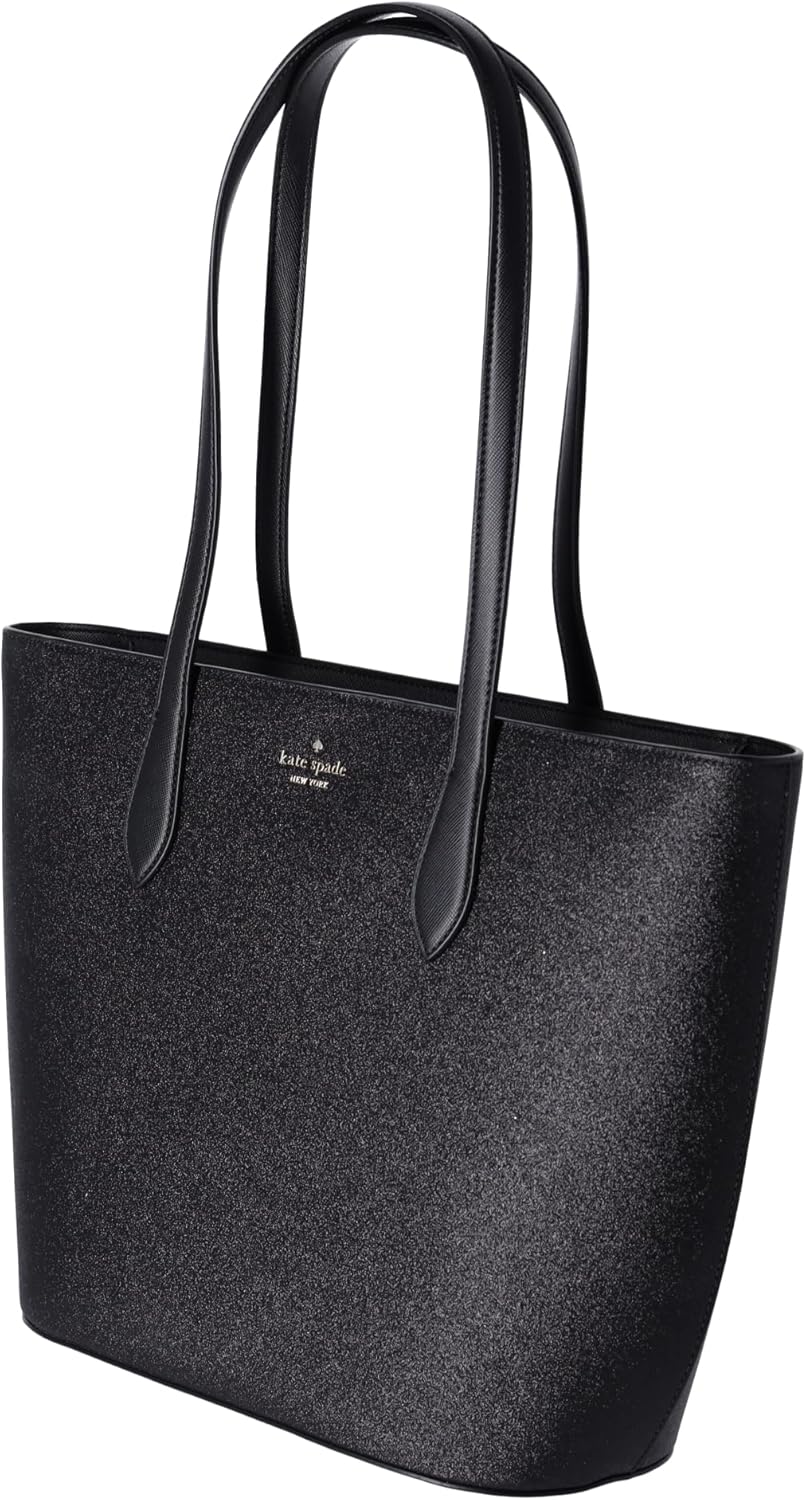 Kate Spade Glimmer Large Top Zip Tote Shoulder Bag Glitter Holiday (Black)