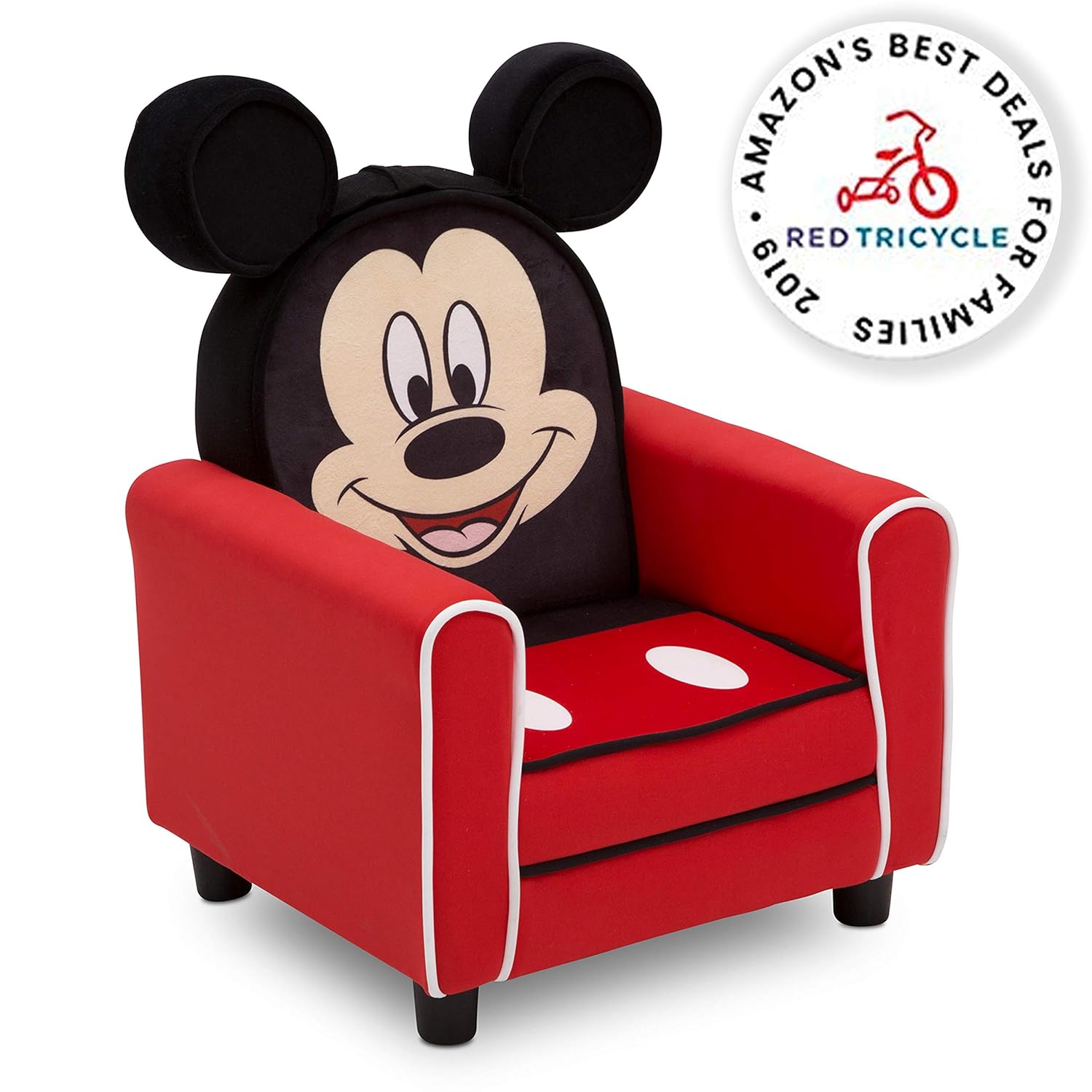 Delta Children Upholstered Chair, Baby Shark & Figural Upholstered Kids Chair, Wood,Disney Mickey Mouse