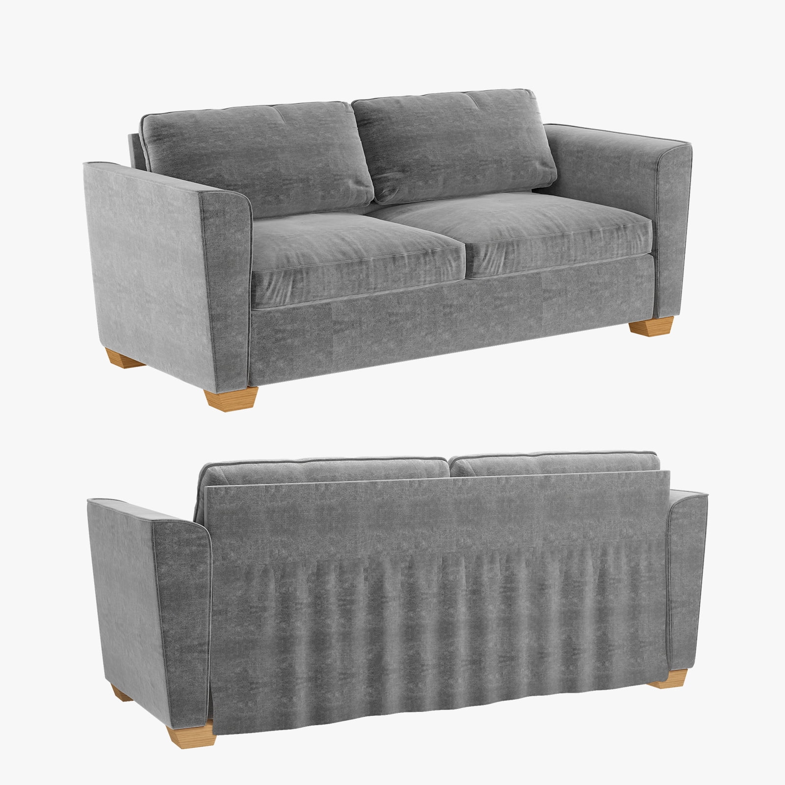 MUZZ Full Size Pull Out Sofa Bed, Velvet Sofa Couvh with Pull Out Bed, Sleeper Sofa Couch with Foam Mattress, 2-in-1 Sleeper Couch Bed for Living Room/Apartment/Small Spaces (Grey)