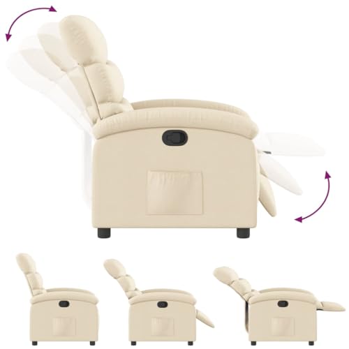 Recliner Chair Cream Fabric,Cozy Recliner Chair with Manual Adjustment & Comfortable Fabric Upholstery Living Room Furniture, Chaise Lounges