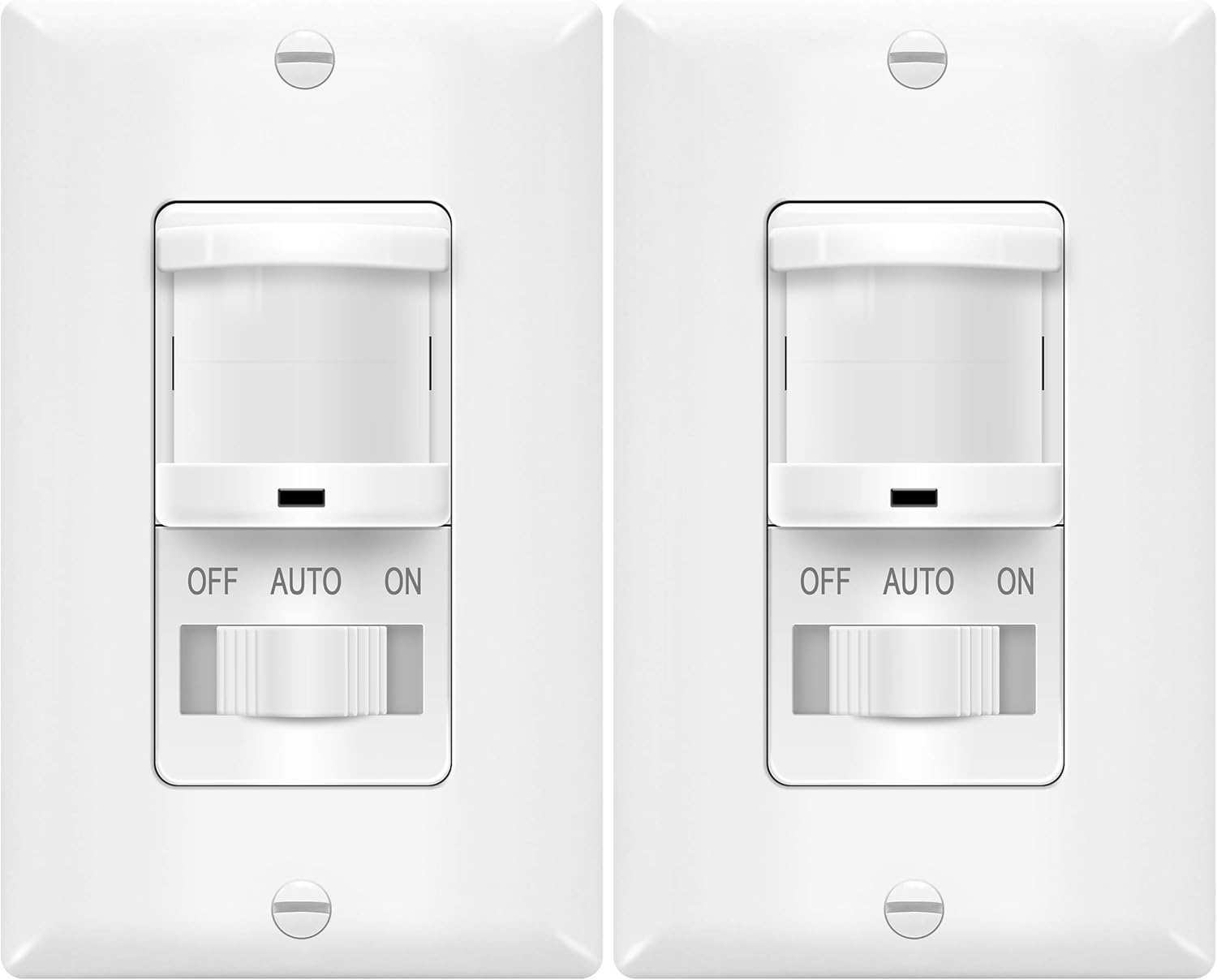 TOPGREENER in-Wall PIR Motion Sensor Light Switch, Occupancy Sensor Switch, On/Off Override, 4A, 500W, Single Pole, Neutral Wire Required, TSOS5, White, 4 Pack