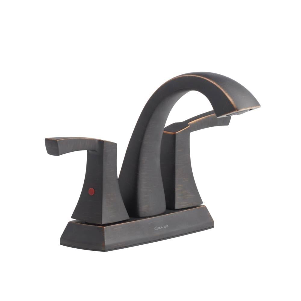 Allen + Roth Henderson Oil Rubbed Bronze 2-Handle 4-in Centerset WaterSense Bathroom Sink Faucet with Drain and Deck Plate | 21-