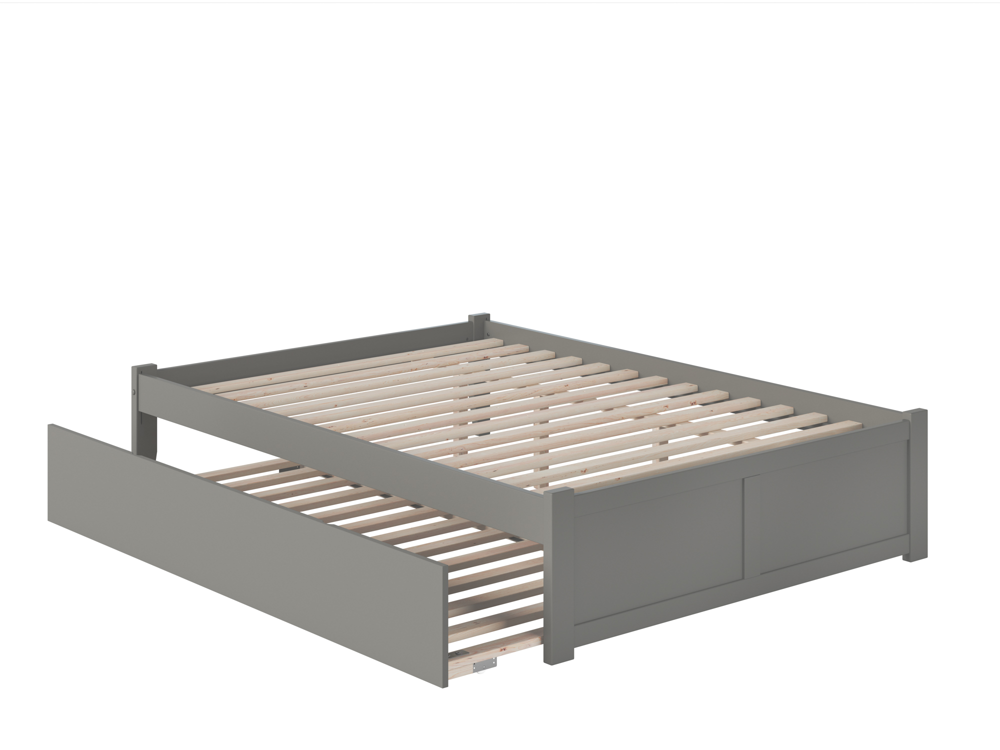 AFI Concord King Solid Wood Platform Bed with Footboard and Twin XL Trundle in Grey