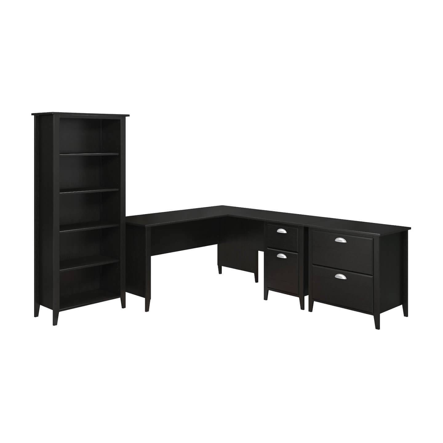 Kathy Ireland Office by Bush Furniture Connecticut 60W L Desk, Bookcase and Lateral File