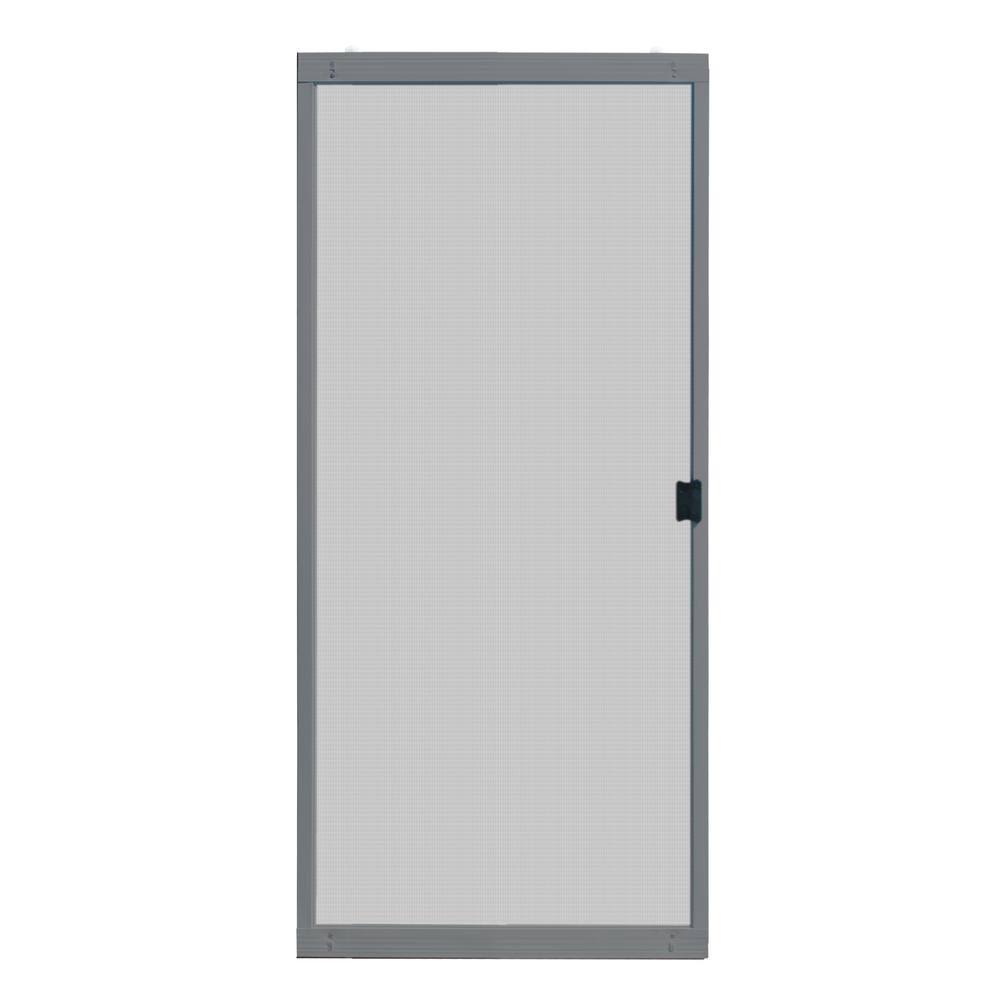 Unique Home Designs 36 in. x 80 in. Adjustable Fit Gray Metal Sliding Patio Screen Door