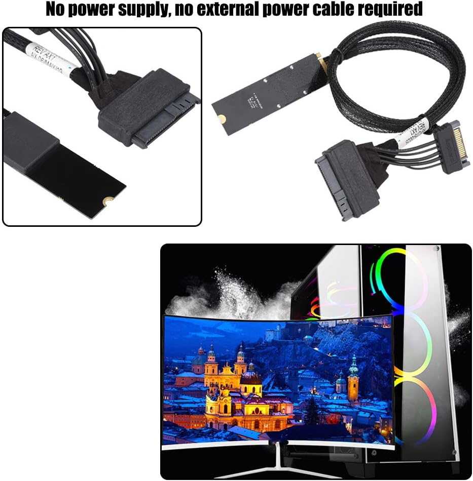 Connecting Cable to NVMe SSD Drives U.2 to M.2 Cable SF-8639 Connecting Cable for 750 P4610 983, 2.5 Inch NVMe U.2 Solid State Drive SF8639 Interface to M.2 line