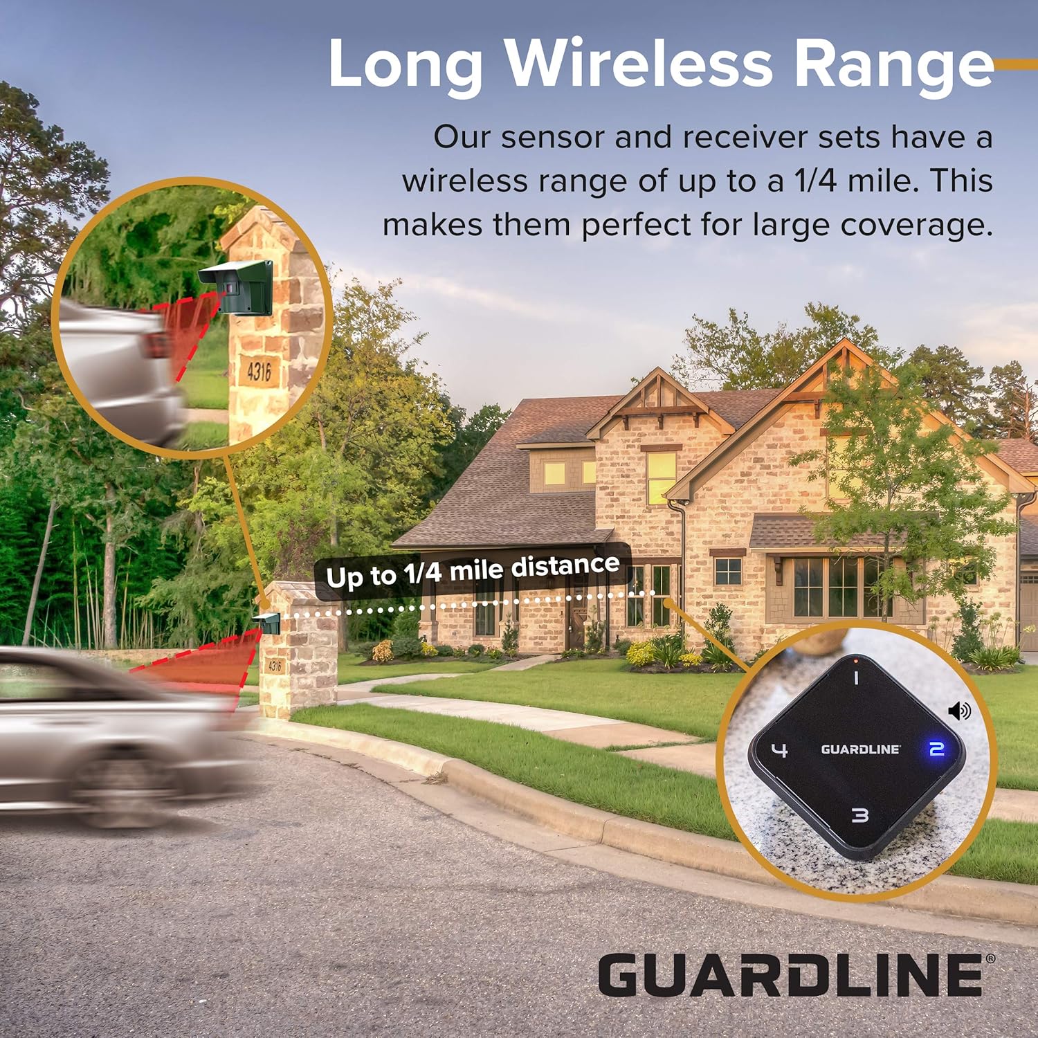 Extra Sensor for 1/4 Mile Long Range Driveway Alarm by Guardline Pack of 2