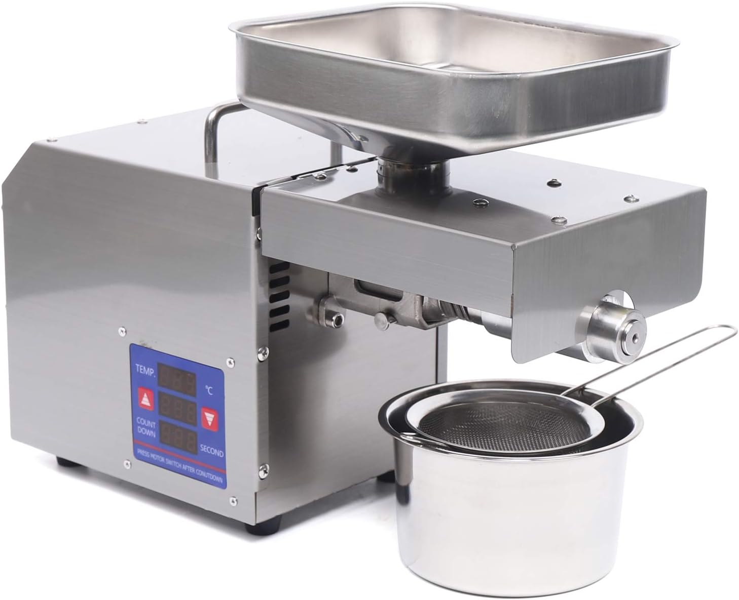 Oil Press Machine, 600W Oil Extractor, Stainless Steel Kitchen Oil Expeller Press Mill, Cold & Hot Pressing Oil Presser Maker for Commercial & Home Use