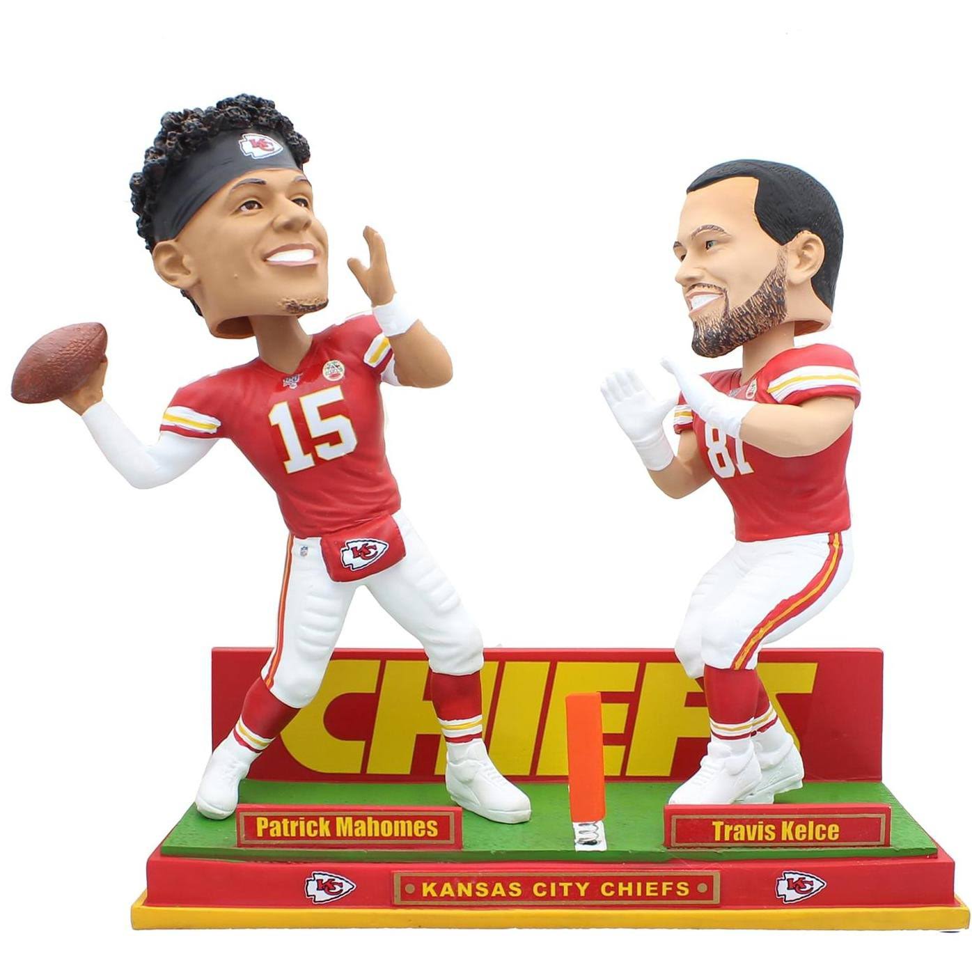 Kansas City Chiefs Patrick Mahomes u0026 Travis Kelce Dual NFL Resin Bobblehead Set