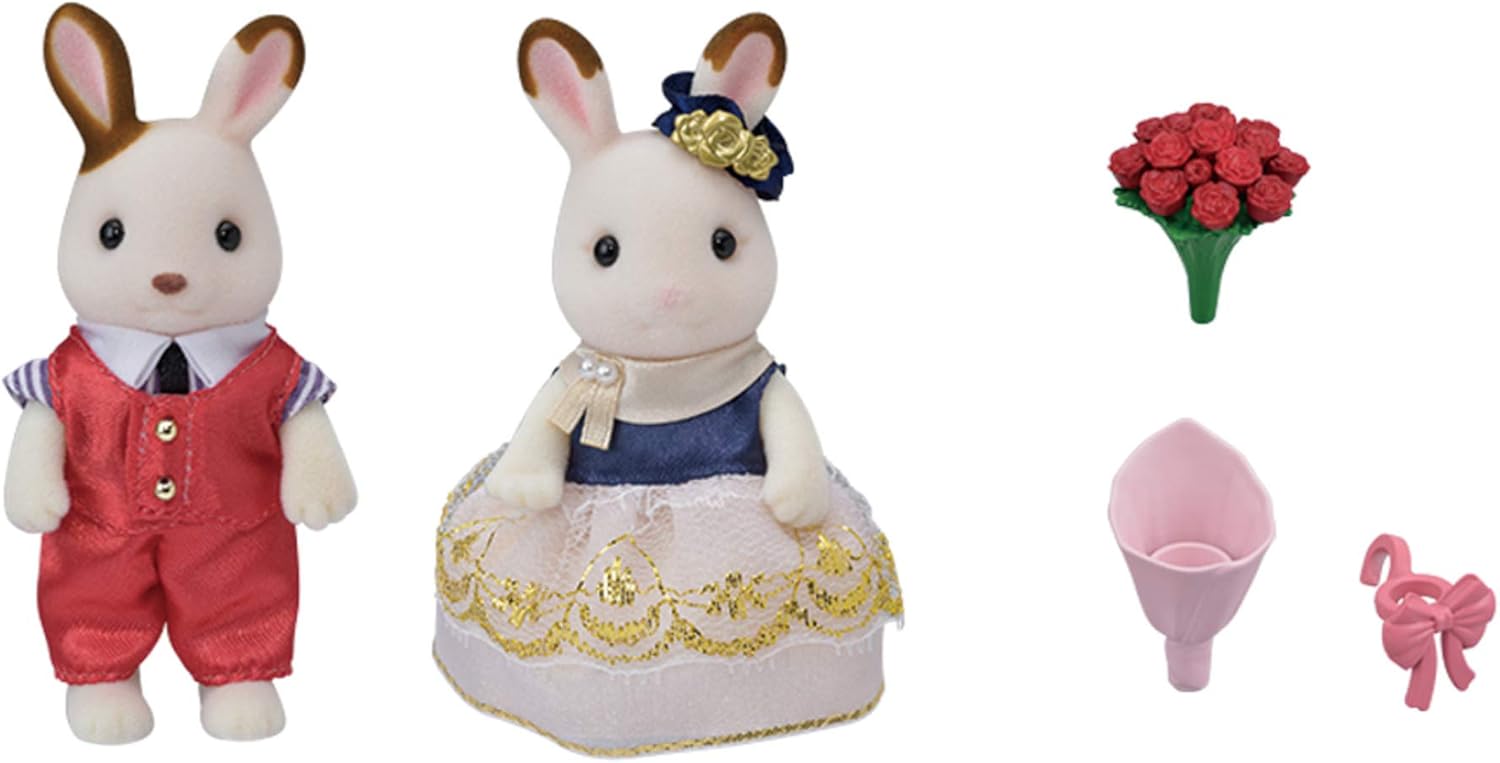 Calico Critters Town Series Cute Couple Set, Set of 2 Collectible Doll Figures with Fashion and Floral Accessories