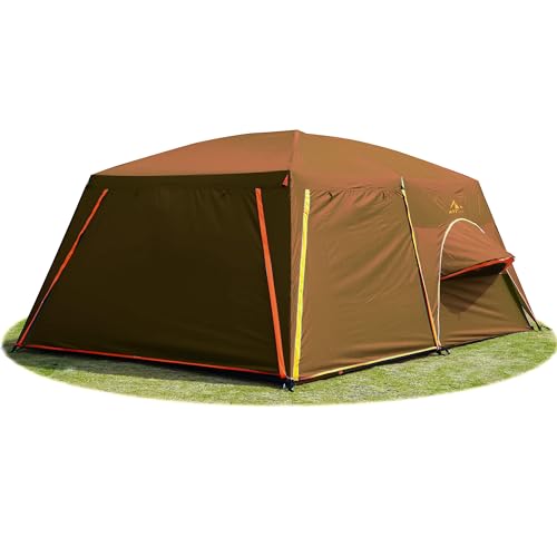 KTT Extra Large Tent 10-12-14 Person(Style-B),Family Cabin Tents,2 Rooms,3 Doors and 3 Windows with Mesh,Straight Wall,Waterproof,Double Layer,Big Tent for Outdoor,Picnic,Camping,Family Gathering