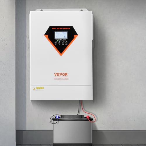 VEVOR Hybrid Solar Inverter, 6000W, All in One Pure Sine Wave Power Inverter Charger, 48V DC to 220/230V AC, with Built-in 120A MPPT Solar Controller, for Off-Grid System Lead Acid Lithium Battery