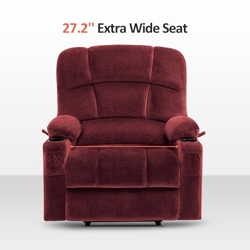 MCombo Large Dual Motor Power Lift Recliner Chair for Elderly, Massage and Heat, Lay Flat, Zero Gravity, Home Button, USB Port, Fabric 7680 (Large, Beige)