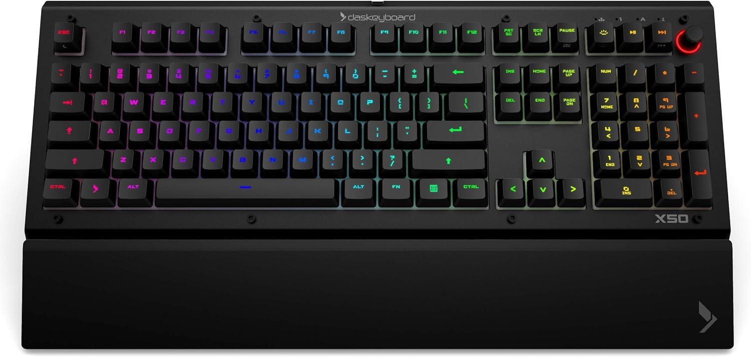 Das Keyboard 4 Professional Wired Mechanical Keyboard, Cherry MX Brown Mechanical Switches, 2-Port USB 3.0 Hub, Volume Knob, Aluminum Top (104 Keys, Black)