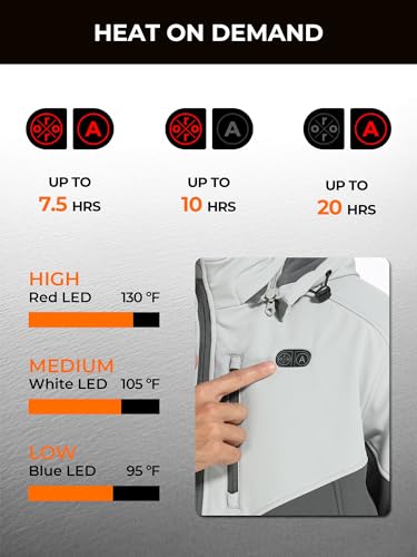 ORORO Men's Dual Control Heated Jacket with 5 Heat Zones, Up to 20 Hours of Warmth