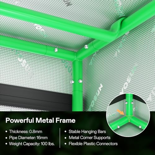 VIVOSUN 4x8 Grow Tent, 96"x48"x80" High Reflective Mylar with Observation Window and Floor Tray for Hydroponics Indoor Plant Growing