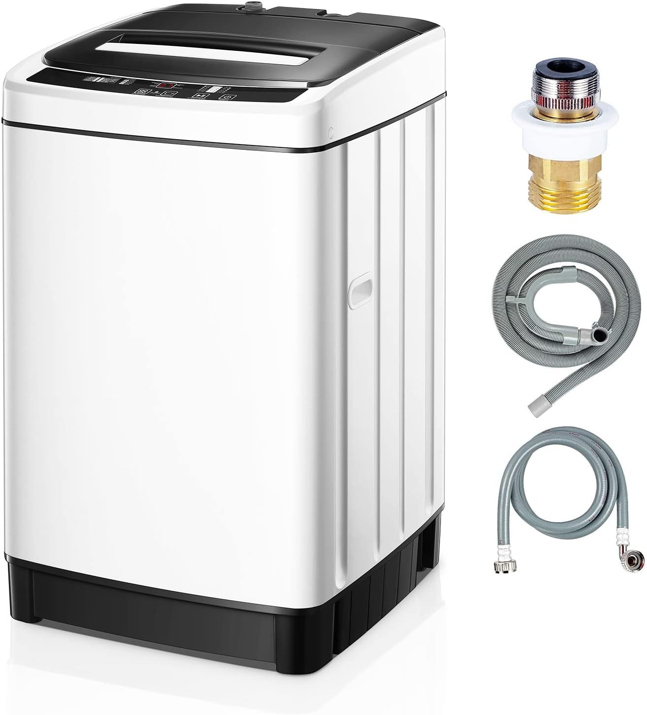 Full Automatic Washing Machine, FOHERE 1.5Cu.Ft 11lbs Capacity Portable Machine, 8 Programs 10 Water Levels Energy Saving Top Load Washer for Apartment Dorm