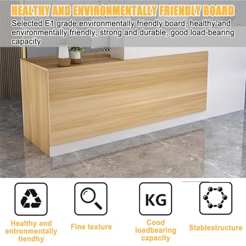 63" Wood Office Reception Desk Counter with Drawers, Retail Checkout Counter, L-Shaped Reception Counter Table for Salon Reception Room Checkout Office Beauty Spa Restaurant (left)