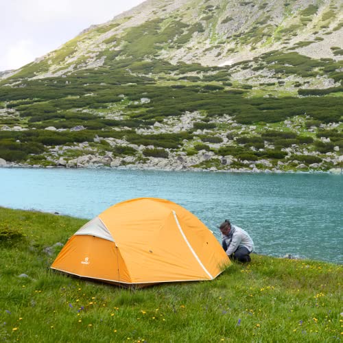Bessport Camping Tent for 2-3 Person, Lightweight Backpacking Tent Waterproof Windproof Two Doors Easy Setup Double Layer Outdoor Tents for 3 to 4 Seasons, Suitable for Outdoor,Hiking,Camping