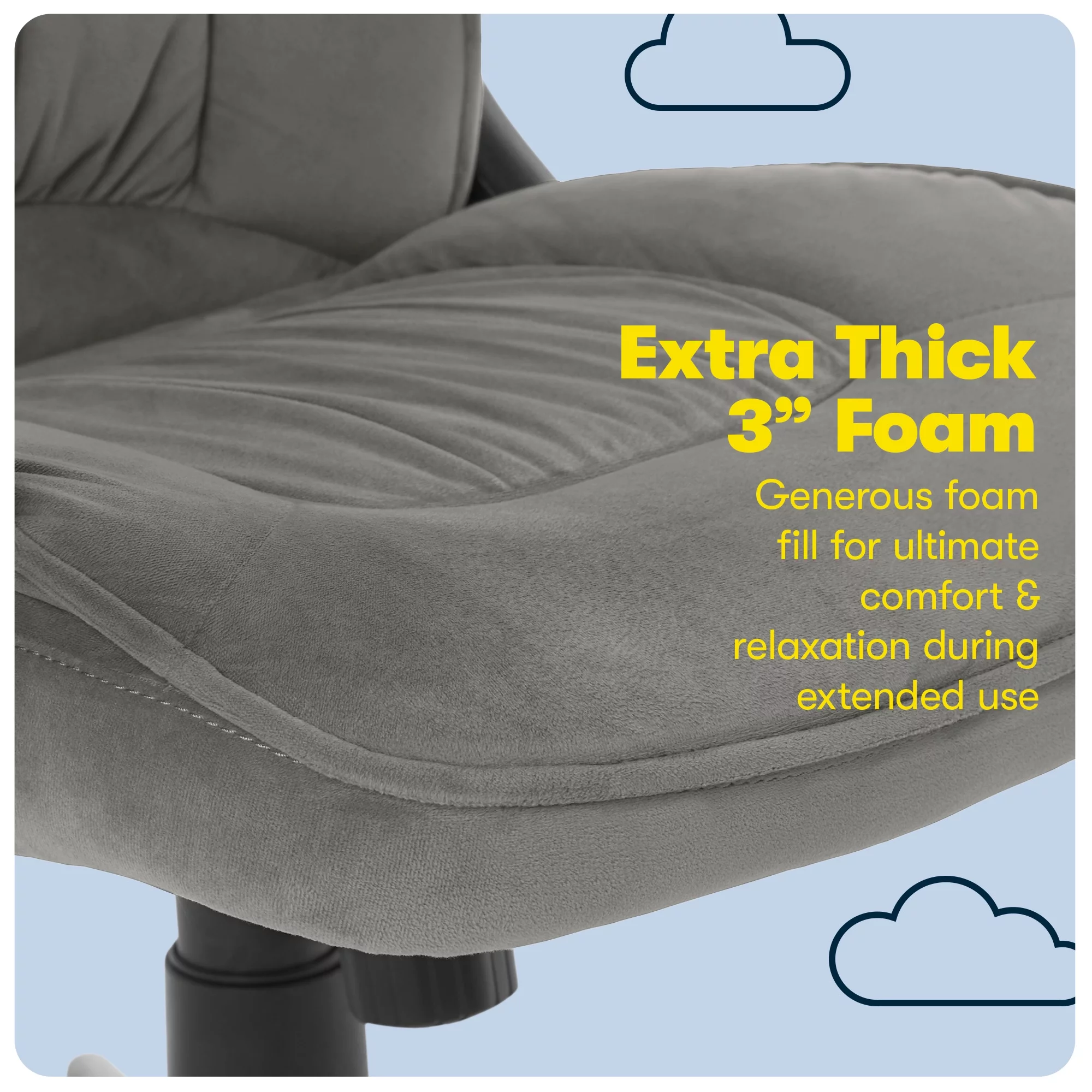Serta Hannah Microfiber High Back Executive Office Chair with Arms, 250 lb. Capacity, Gray